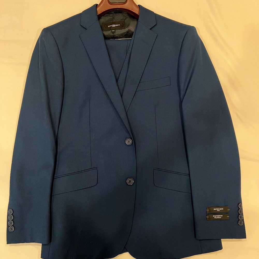 Never Worn Indigo Three-Piece Suit - 40S